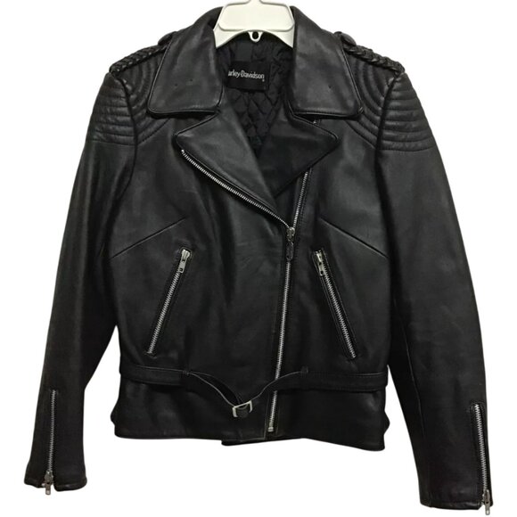 Harley-Davidson Jackets & Blazers - Hein Gericke HARLEY DAVIDSON Moto Jacket Vtg 80s Women's Lined Slim Cut Leather